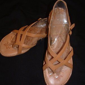 Born Tan Leather Sandals Size 10